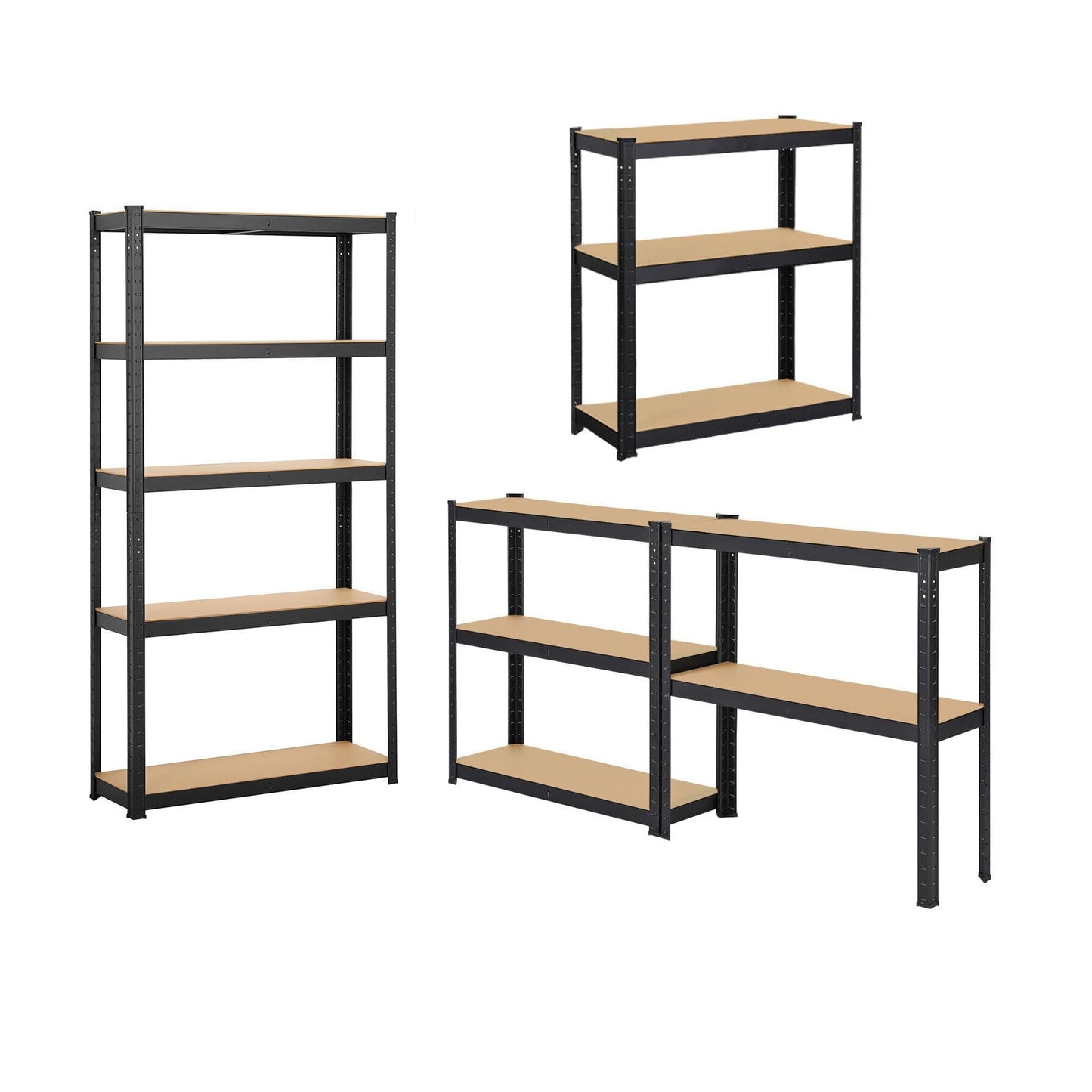 Estante Metálico 180x90x45 Negro | 5 niveles | 375kg