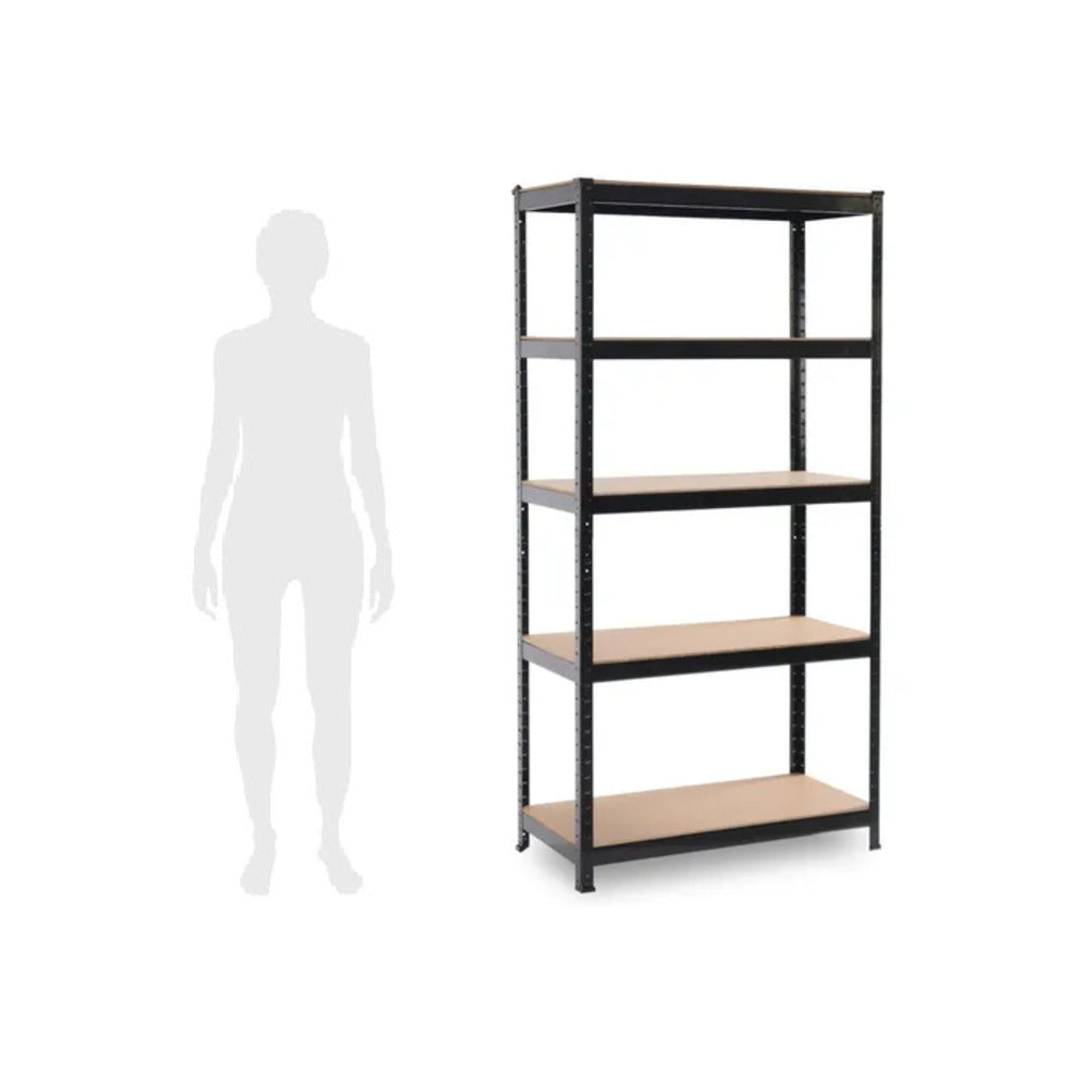 Estante Metálico 180x90x45 Negro | 5 niveles | 375kg