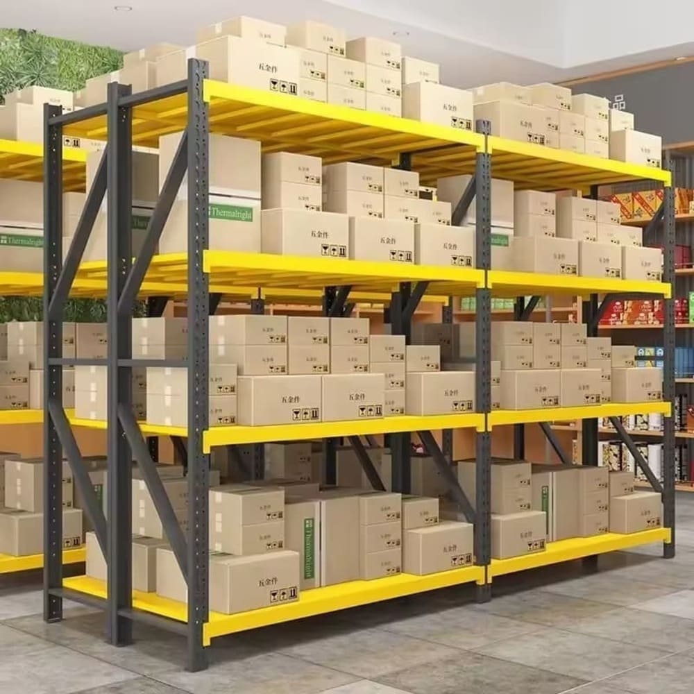 Estante Metálico 200x200x60cm para 2000kg escena con cajas