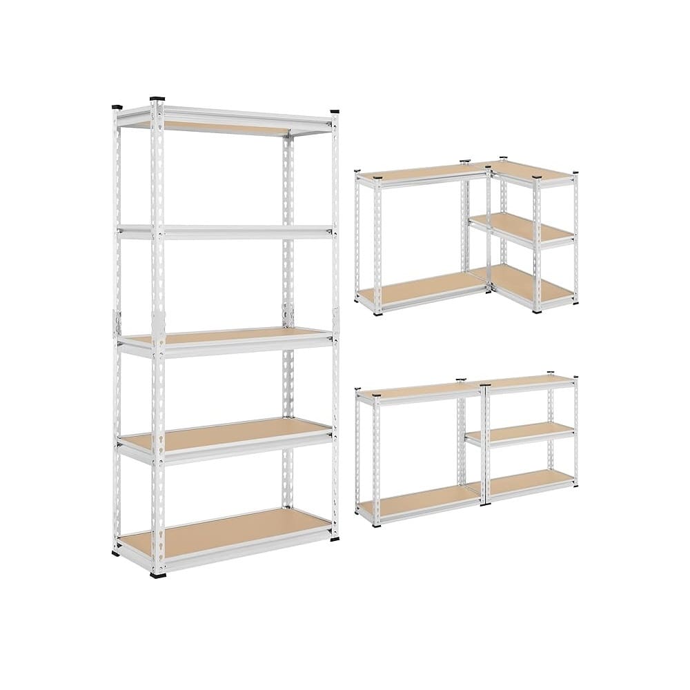 Estante Acero 183x90x45 Plateado | 5 repisas | 875kg