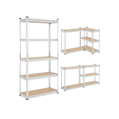 Estante Acero 183x90x45 Plateado | 5 repisas | 875kg
